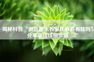 揭秘科普“微信微乐石家庄麻将有挂吗	”分享装挂详细步骤