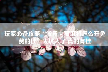 玩家必备攻略“微乐内蒙麻将怎么开免费的挂”太坑人了,真的有挂