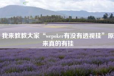 我来教教大家“wepoker有没有透视挂”原来真的有挂