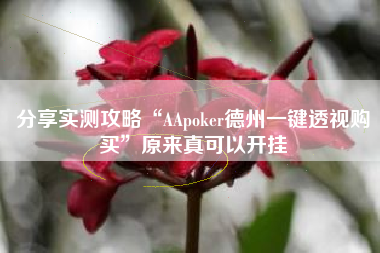 分享实测攻略“AApoker德州一键透视购买”原来真可以开挂