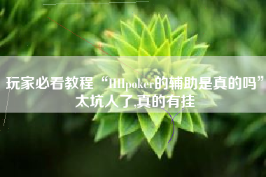 玩家必看教程“HHpoker的辅助是真的吗”太坑人了,真的有挂