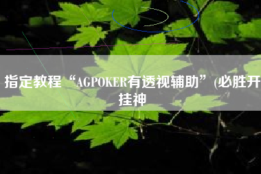 指定教程“AGPOKER有透视辅助”(必胜开挂神