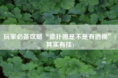 玩家必备攻略“德扑圈是不是有透视	”(其实有挂)