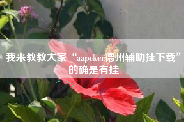 我来教教大家“aapoker德州辅助挂下载”的确是有挂