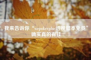 我来告诉你“wepokerplus透视脚本免费”确实真的有挂