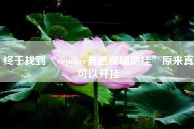 终于找到“wepoker有透视辅助挂	”原来真可以开挂