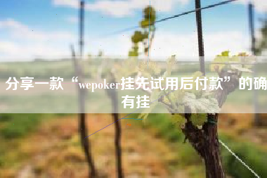 分享一款“wepoker挂先试用后付款”的确有挂