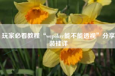 玩家必看教程“wepoker能不能透视	”分享装挂详