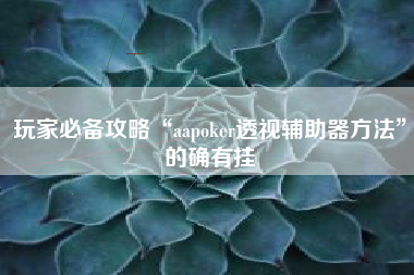 玩家必备攻略“aapoker透视辅助器方法	”的确有挂