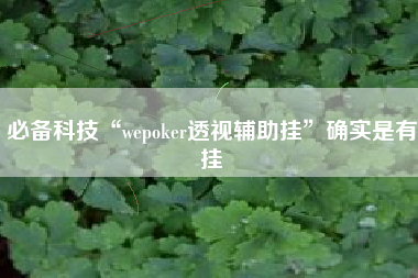 必备科技“wepoker透视辅助挂”确实是有挂