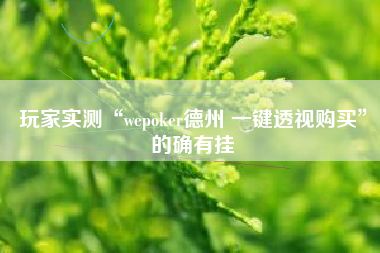 玩家实测“wepoker德州 一键透视购买	”的确有挂