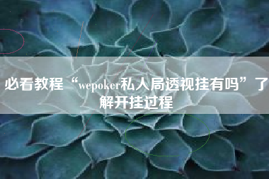 必看教程“wepoker私人局透视挂有吗”了解开挂过程