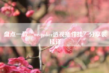 盘点一款“we-poker透视插件挂”分享装挂详