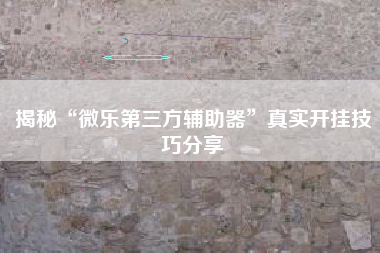 揭秘“微乐第三方辅助器”真实开挂技巧分享