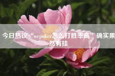 今日热议“wepoker怎么打胜率高”确实果然有挂