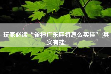 玩家必读“雀神广东麻将怎么买挂”(其实有挂)