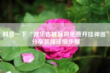 科普一下“微乐吉林麻将免费开挂神器	”分享装挂详细步骤