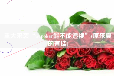 重大来袭“wepoker能不能透视	”(原来真的有挂)