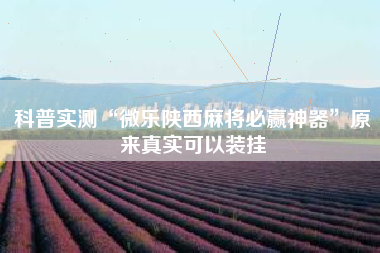 科普实测“微乐陕西麻将必赢神器	”原来真实可以装挂