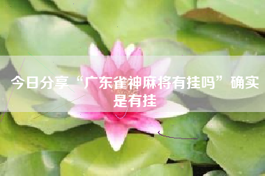 今日分享“广东雀神麻将有挂吗”确实是有挂