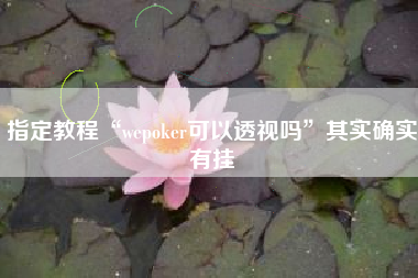 指定教程“wepoker可以透视吗”其实确实有挂