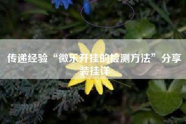 传递经验“微乐开挂的检测方法	”分享装挂详