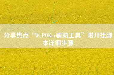分享热点“WePOKer辅助工具”附开挂脚本详细步骤