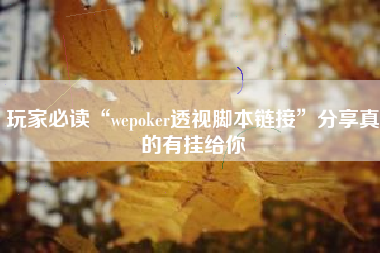 玩家必读“wepoker透视脚本链接”分享真的有挂给你