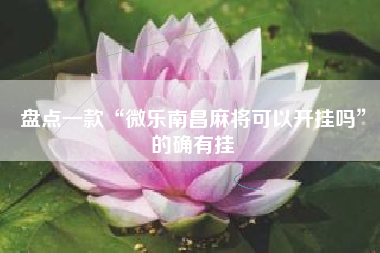 盘点一款“微乐南昌麻将可以开挂吗”的确有挂