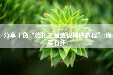 分享干货“德扑之星透视辅助教程”(确实有挂)