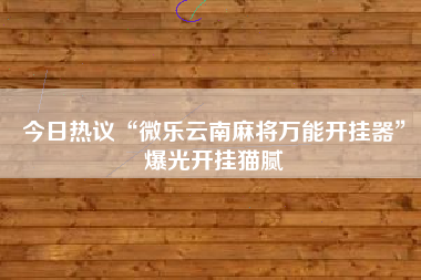 今日热议“微乐云南麻将万能开挂器”爆光开挂猫腻