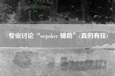 专业讨论“wepoker 辅助”(真的有挂)