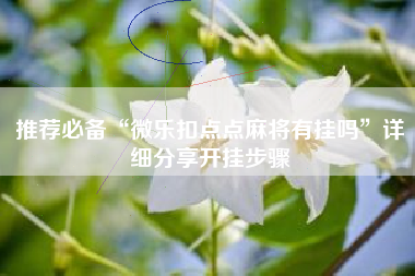 推荐必备“微乐扣点点麻将有挂吗”详细分享开挂步骤