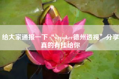 给大家通报一下“wepoker德州透视”分享真的有挂给你