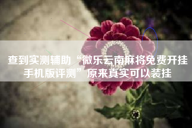 查到实测辅助“微乐云南麻将免费开挂手机版评测”原来真实可以装挂