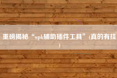 重磅揭秘“wpk辅助插件工具”(真的有挂)
