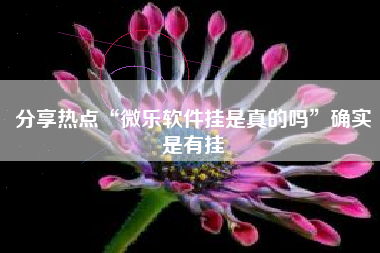 分享热点“微乐软件挂是真的吗	”确实是有挂