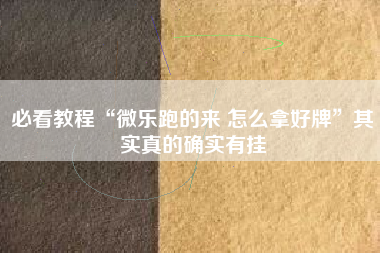 必看教程“微乐跑的来 怎么拿好牌”其实真的确实有挂