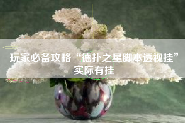 玩家必备攻略“德扑之星脚本透视挂”实际有挂