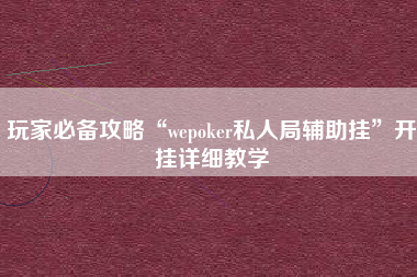 玩家必备攻略“wepoker私人局辅助挂	”开挂详细教学