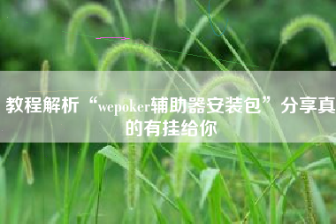 教程解析“wepoker辅助器安装包”分享真的有挂给你