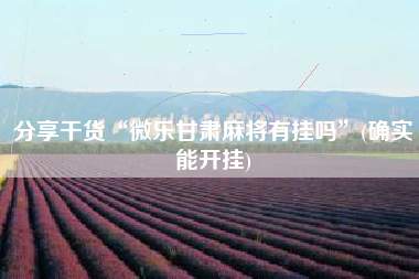 分享干货“微乐甘肃麻将有挂吗	”(确实能开挂)