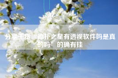 分享干货“德扑之星有透视软件吗是真的吗”的确有挂