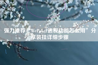 强力推荐“WePoker透视功能怎么用	”分享装挂详细步骤