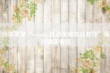 分享实测“wepoker挂透视辅助挂软件”原来确实有挂