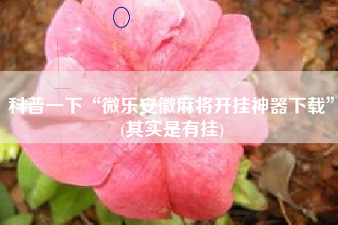 科普一下“微乐安徽麻将开挂神器下载”(其实是有挂)