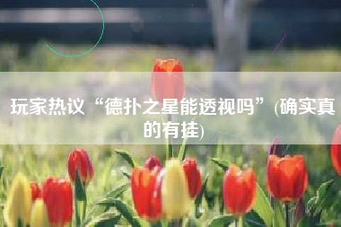 玩家热议“德扑之星能透视吗	”(确实真的有挂)