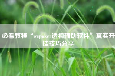 必看教程“wepoker透视辅助软件”真实开挂技巧分享