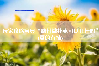 玩家攻略宝典“德州微扑克可以开挂吗”(真的有挂)