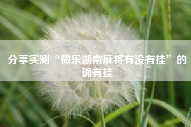 分享实测“微乐湖南麻将有没有挂”的确有挂